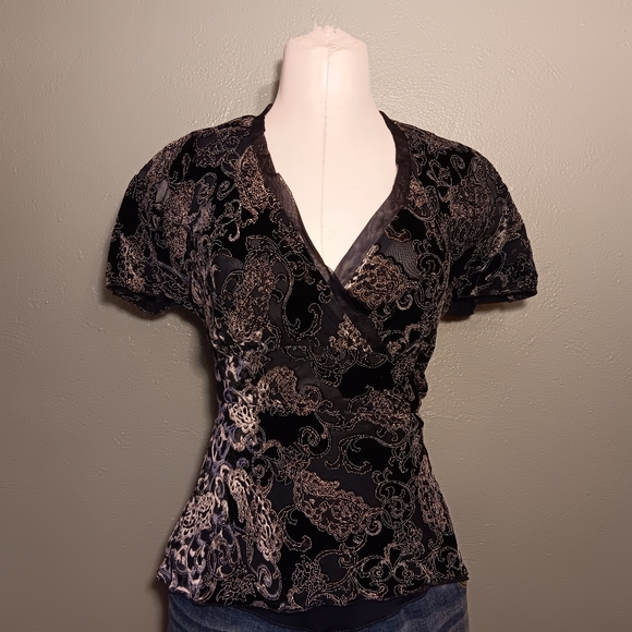 Nine West Tops - Elegant Black Patterned Women's Top